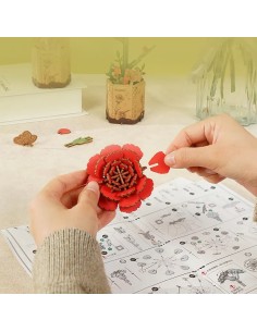 RED CARNATION PUZZLE de Rowood by Robotime 2