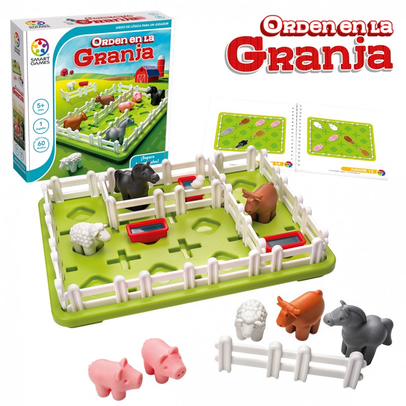 Orden en la granja es un juego de lógica individual a partir de 4 años editado por Smart Games