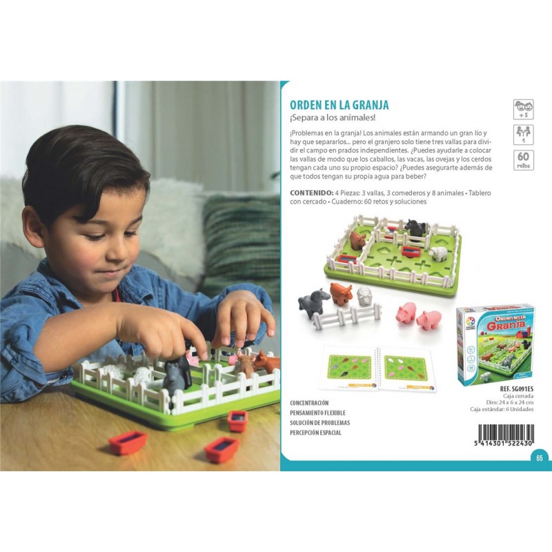 Orden en la granja es un juego de lógica individual a partir de 4 años editado por Smart Games