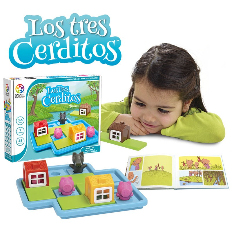 Los Tres cerditos es un juego de lógica para niños a partir de 3 años. Editado por Smart Games