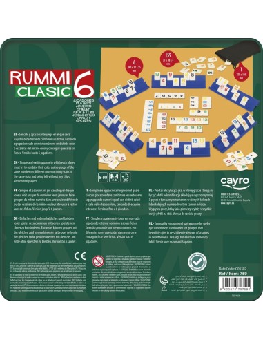 CAYRO RUMMICLASIC 6 JUGADORES METAL BOX