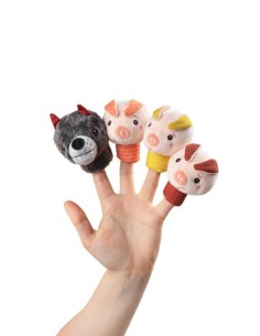 MARIONETAS DE DEDO LOBO Y LOS TRES CERDITOS de Lilliputiens. 2