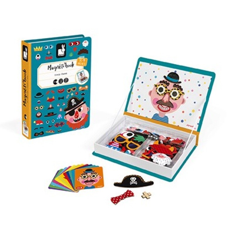 MAGNETIBOOK CRAZY FACES CHICOS es un divertido juego magnético para niños, editado por Janod