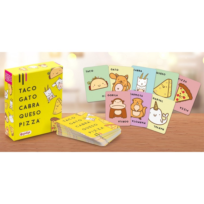 Taco, gato, cabra, queso 
 pizza es un party para jugar con familia y amigos