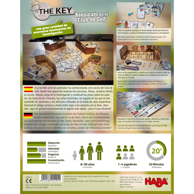 The Key Asesinato en el Club de Golf un juego de deducción de HABA