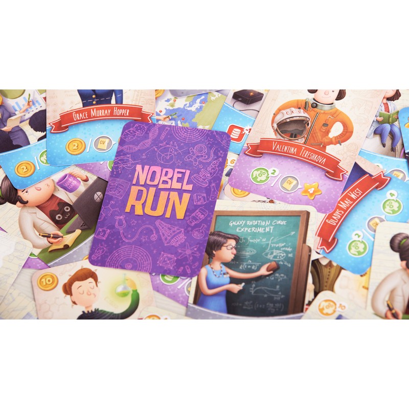 Nobel Run un juego de construcción de mazos editado por Tranjis Games