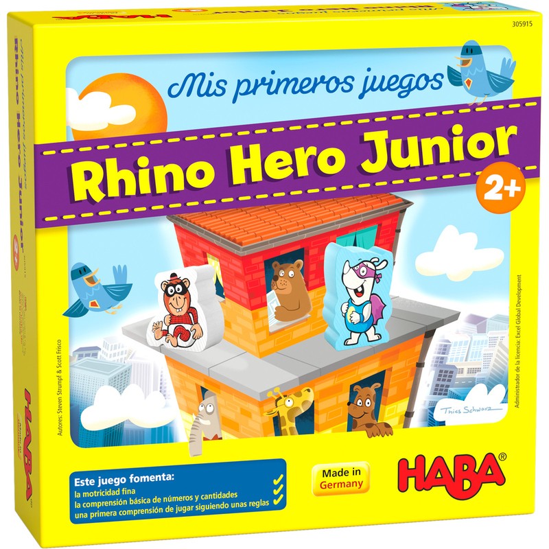 Rhino Hero Junior es un juego de habilidad para los más pequeños. Editado por HABA.