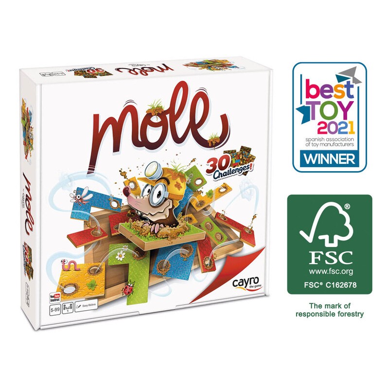 Mole es un juego de lógica hecho en madera para los más pequeños. Editado por Cayro.