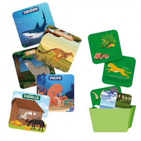 Adivina en 10: Mundo Animal junior es un juego de cartas para que los más peques se diviertan y aprendan,
