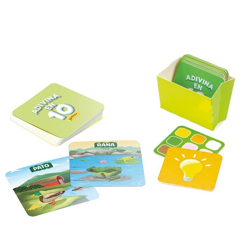 Adivina en 10: Mundo Animal junior es un juego de cartas para que los más peques se diviertan y aprendan,