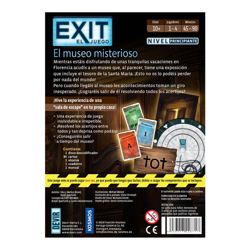 Exit; El Museo misterioso es un juego de escape room editado por Devir.