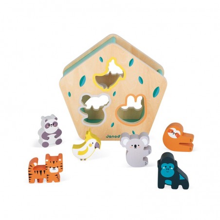 Caja de formas animales fabricada por Janod.