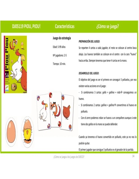 Piou Piou es un juego de estrategia en el que hay que ser el primero en conseguir tres pollos para ganar