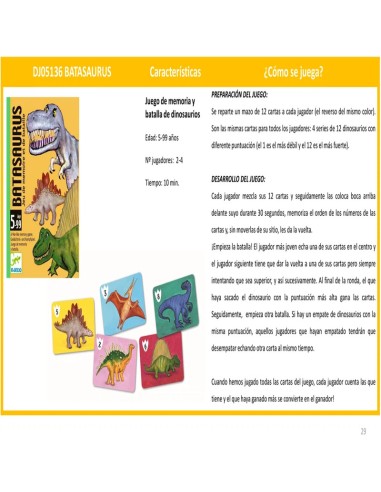 Batasaurus es un juego de batalla y memoria de la editorial Djeco