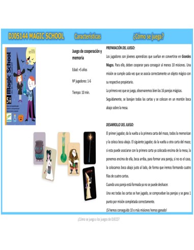 Magic School es un juego cooperativo de asociación de la editorial Djeco