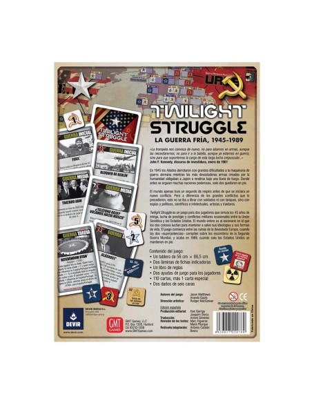 Twilght Struggle es un juego de Devir basado en la Guerra Fria