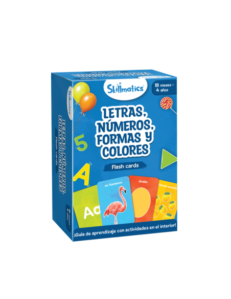 Letras, Números, Formas y Colores es un divertido juego de cartas para niños distribuido por Lúdilo y editado por Skillmatics.