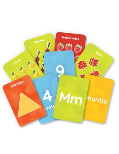 Letras, Números, Formas y Colores es un divertido juego de cartas para niños distribuido por Lúdilo.