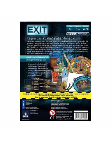 Exit el Regreso a la Cabaña Abandonada es un juego de escape room editado por Devir.