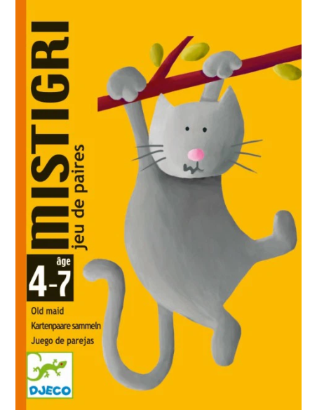 Mistrigri es un juego clásico de cartas para niños. Editado por Djeco.
