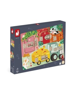 Tablero de Cerraduras - la Granja de Janod es un bonito juego de madera FSC a partir de 12 meses.