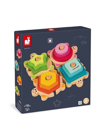 Tortugas apilables  Wood es un juego de habilidad a partir de 18 meses, fabricado por Janod.