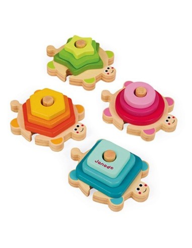 Tortugas apilables  Wood es un juego de habilidad a partir de 18 meses, fabricado por Janod.