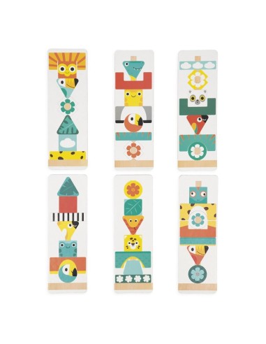 Totem Tropik es un precioso juego de madera de lógica y juego libre de la marca Janod.