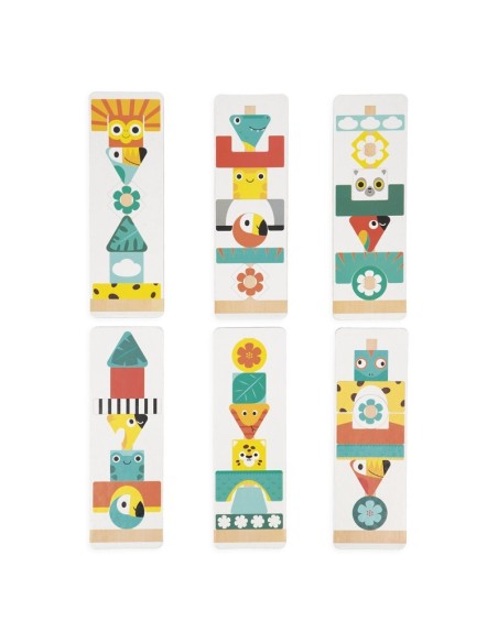 Totem Tropik es un precioso juego de madera de lógica y juego libre de la marca Janod.