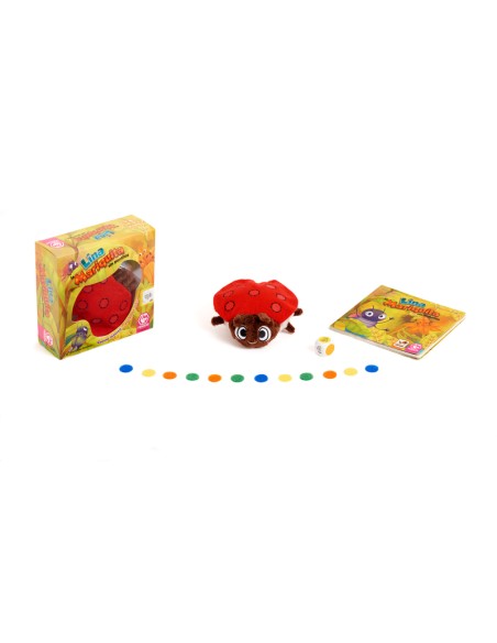 Lina, la Mariquita sin Puntitos es un juego de mesa distribuido por Tranjis Games, que incluye un bonito peluche  y un cuento.