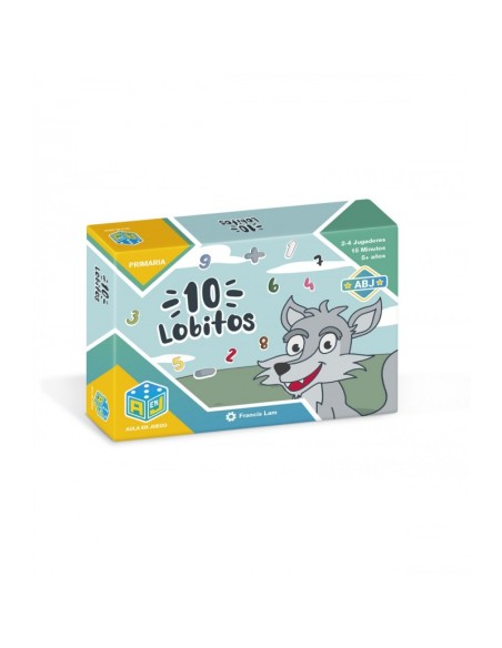 10 Lobitos es un juego de cartas para que los niños aprendan operaciones hasta 10. Editado por Aula en Juego.