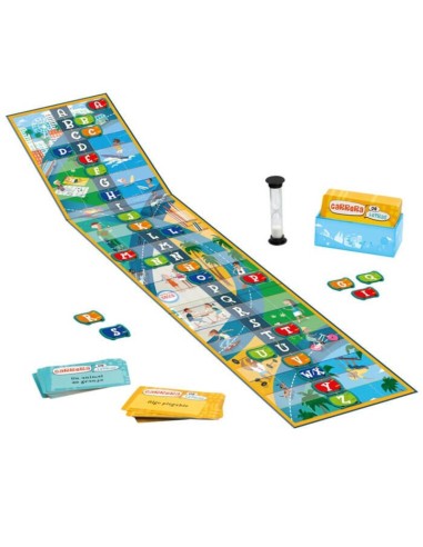 Carrera de letras es un juego educativo para dos jugadores o por equipos editado por Lúdilo.