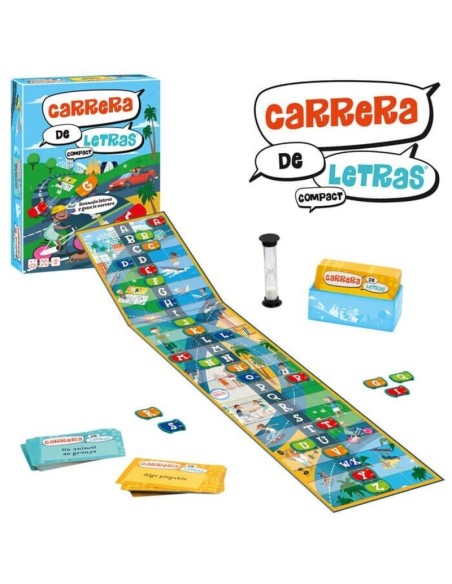 Carrera de letras es un juego educativo para dos jugadores o por equipos editado por Lúdilo.