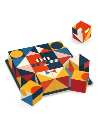 Cubologic 16 es un juego de lógica de cubos de madera, fabricado por Djeco.