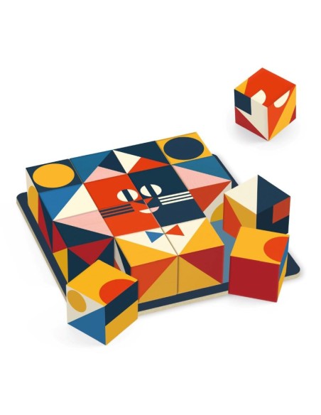 Cubologic 16 es un juego de lógica de cubos de madera, fabricado por Djeco.