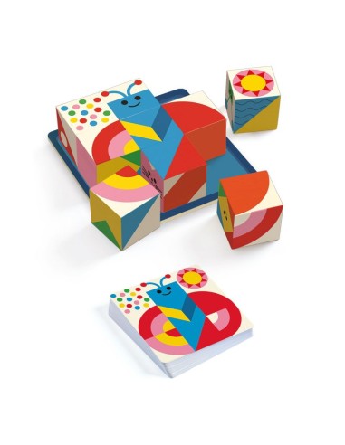 Cubologic 9 es un juego de lógica de cubos de madera, fabricado por Djeco.