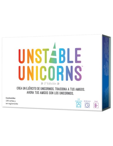 Unstable Unicorns es un juego de cartas con mucha interacción editado por Asmodee.