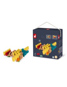 Juego de contrucción de bloques de 100 piezas de madera fabricado por Janod. 2