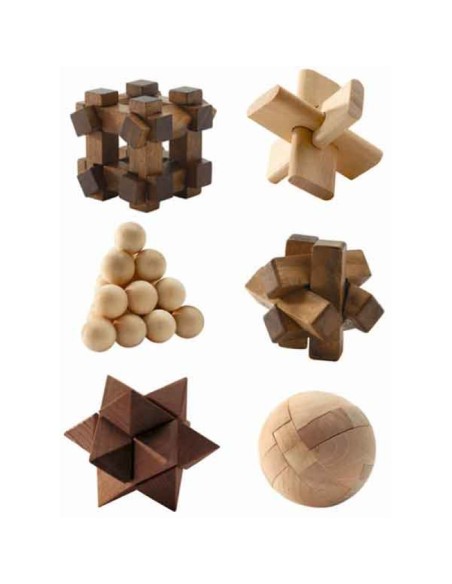 Woodix son 6 rompecabezas de madera de la marca Djeco.