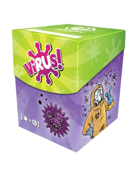 Virus deck box es una caja para guardar el juego Virus y sus expansiones, de la editorial Tranjis Games.