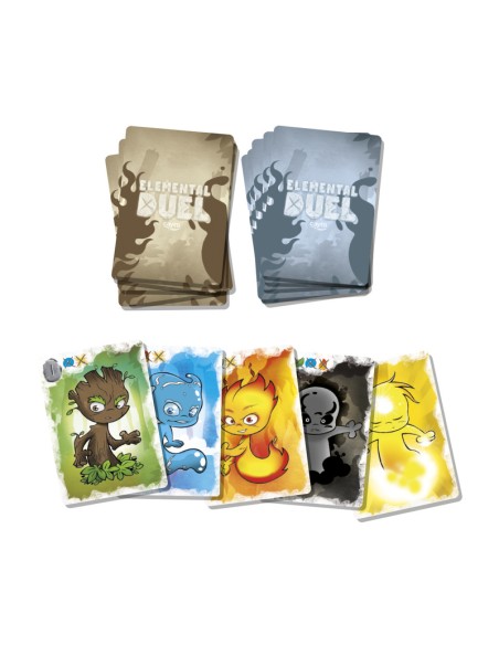 Elemental duel es un juego de cartas para dos jugadores que supone un reto mental. Editado por Cayro.