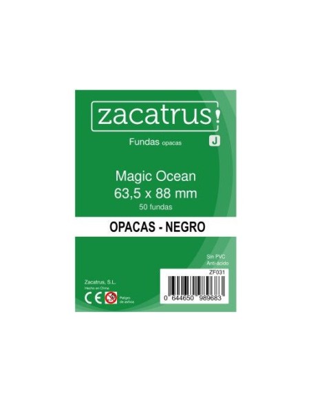 FUNDAS ZAC. MAGIC OCEAN OPACAS NEGRO 63,5X88 mm (50uds)