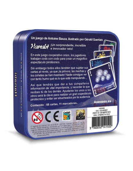 Hanabi es un juego de cartas cooperativo de Asmodee.
