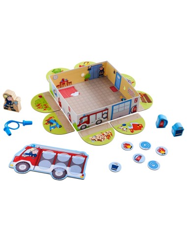 Mis primeros juegos los bomberos es un juego de memoria cooperativo para los más pequeños. Editado por HABA.