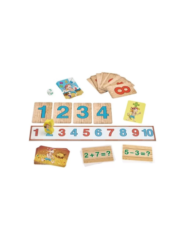 Cifras piratas es un juego de cálculo mental y matemáticas para los más pequeños. Editado por HABA.
