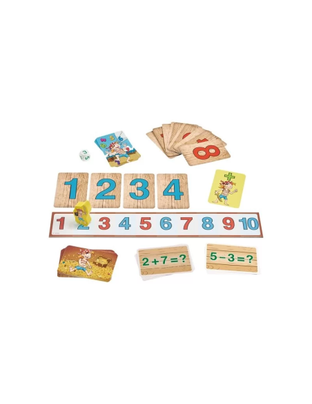 Cifras piratas es un juego de cálculo mental y matemáticas para los más pequeños. Editado por HABA.