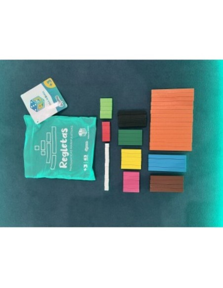 Set de regletas para trabajar matemáticas manipulativas. Fabricado por Átomo Games.