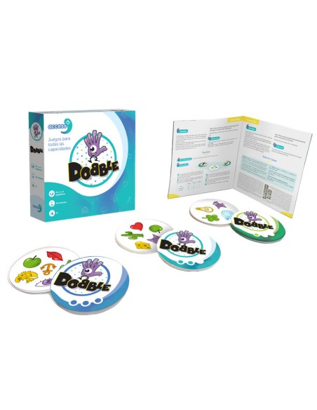Dobble Acces+ es una adaptación del juego Dobble para personas con algún tipo de trastorno cognitivo. De la editorial Zygomatic