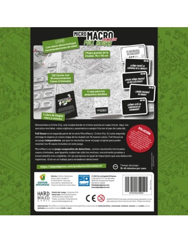 MicroMacro Full House es un juego cooperativo de investigación y deducción editado por SD Games.