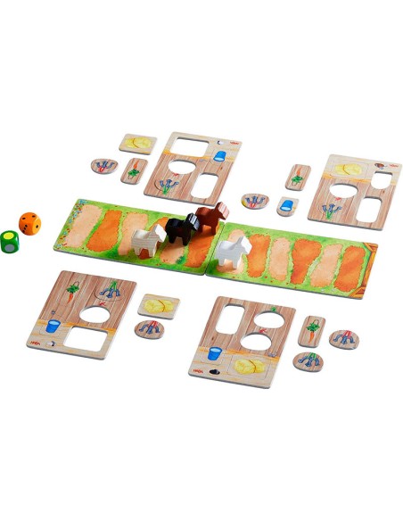 ¡A Galopar! versión mini es un divertido juego a partir de 3 años de la editorial HABA.